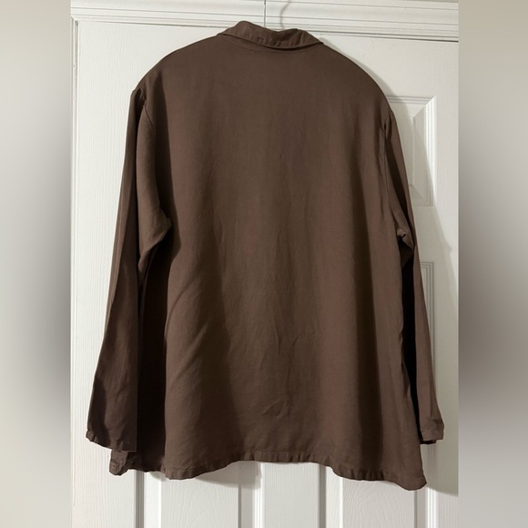 Bryn Walker 100% Tencel Button Up Long Sleeve Shirt Women Medium Brown - Picture 7 of 7